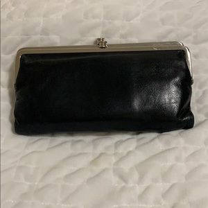 Black leather hobo wallet